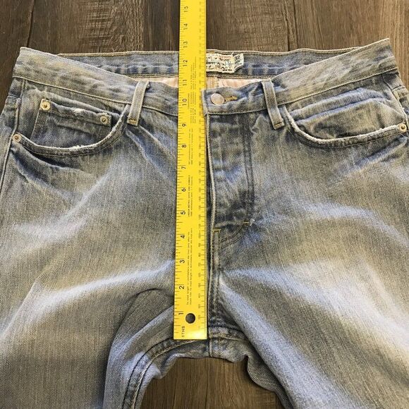 SHIPLEY & HALMOS Mens Jean Hopper Button Fly Denim Distressed Knees Sz 34x33.5 - Picture 8 of 12